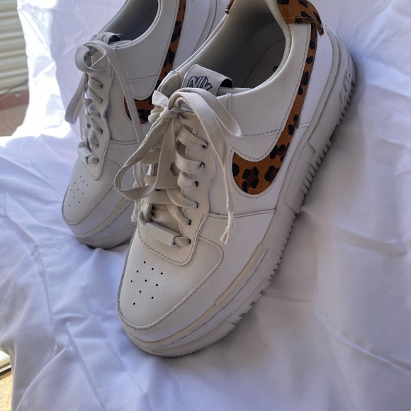 Nike Air Force One White Sneakers with Leopard-Print - Picture 2 of 7